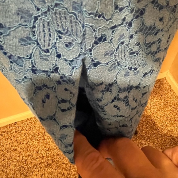 Banana Republic Lace Overlay Collared Dress, scallop hem, size Medium - Picture 5 of 10